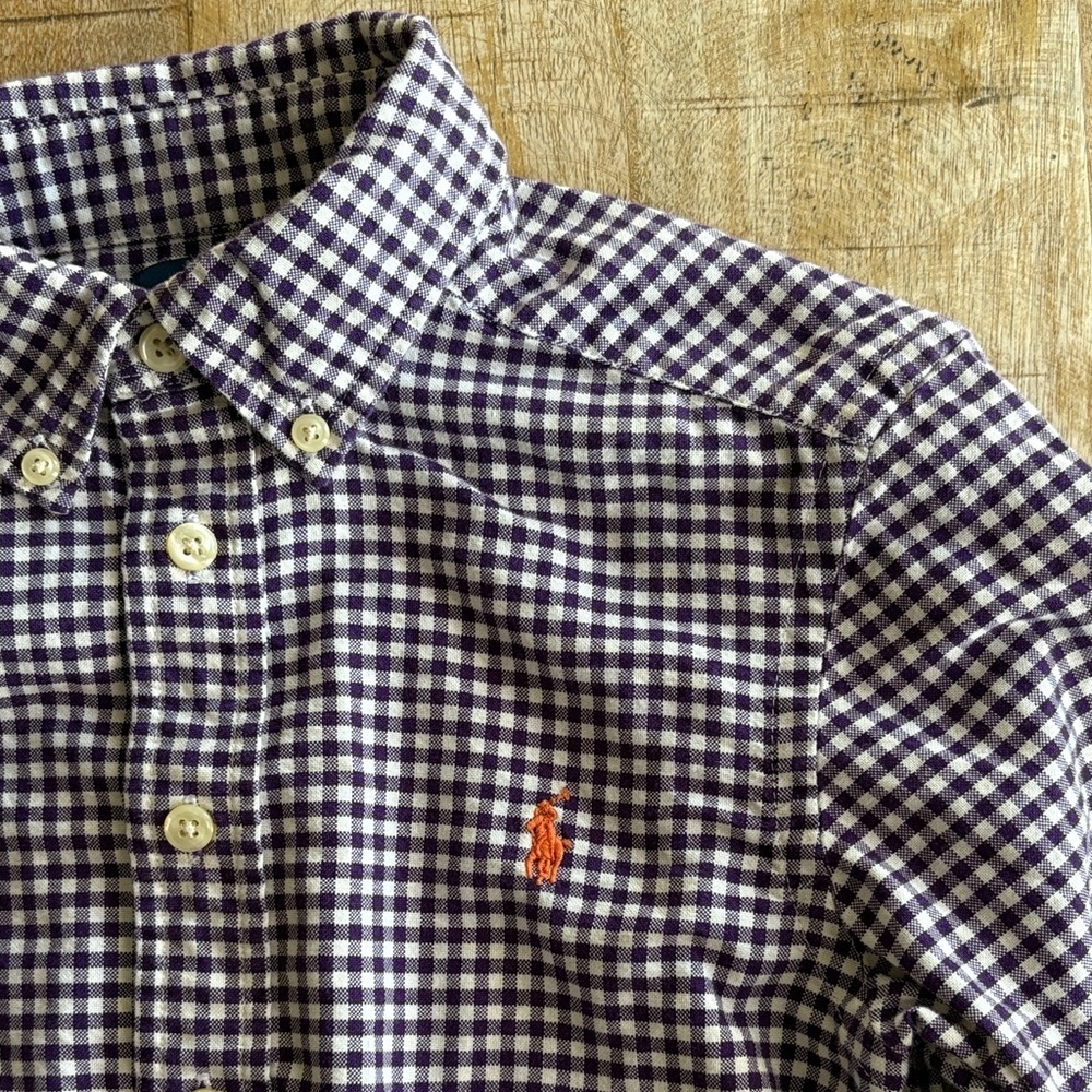 Ralph Lauren Purple Gingham Boys Shirt S(8)